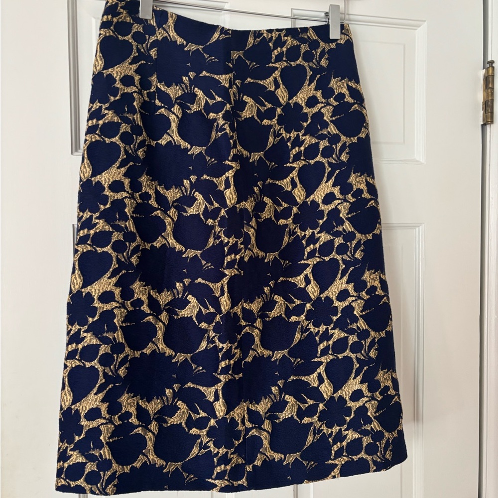 J Crew Metallic jacquard pencil skirt